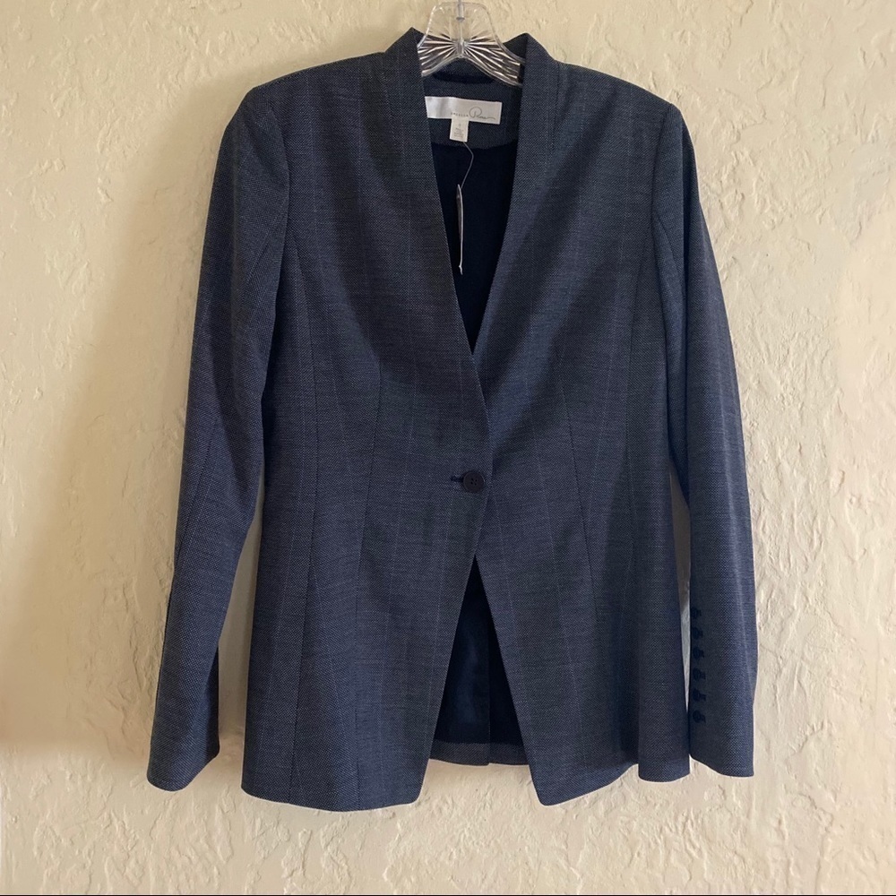 Emerson Rose One-Button Suit Jacket Size 4 Blue Tailored Blazer Workwear